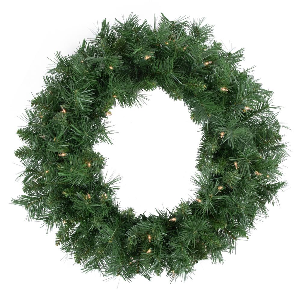 Traditional Pine Wreaths | Pre-lit Chatham Pine Artificial Christmas Wreath, 24-Inch, Clear Lights Pre-Lit Wreaths Pre-Lit Wreaths