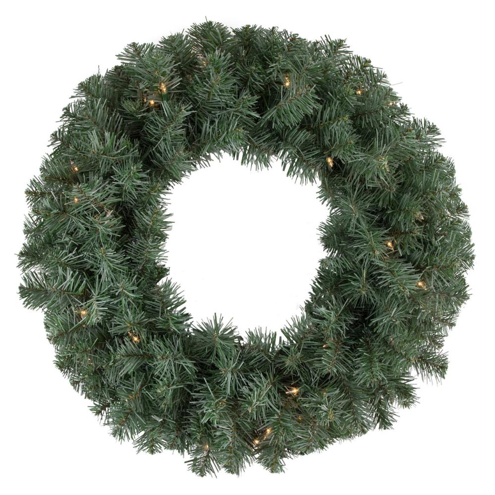 Traditional Pine Wreaths | Pre-lit Colorado Blue Spruce Artificial Christmas Wreath, 24-Inch, Clear Lights Pre-Lit Wreaths Pre-Lit Wreaths