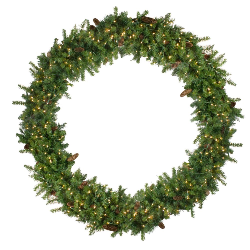 Traditional Pine Wreaths | Pre-Lit Dakota Pine Artificial Christmas Wreath, 72-Inch, Warm White LED Lights Pre-Lit Wreaths Pre-Lit Wreaths