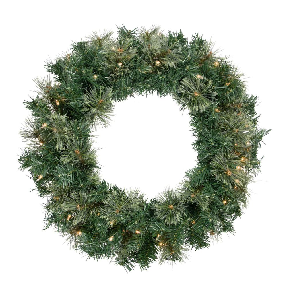 Traditional Pine Wreaths | Pre-Lit Oregon Cashmere Pine Artificial Christmas Wreath, 24-Inch, Clear Lights Pre-Lit Wreaths Pre-Lit Wreaths