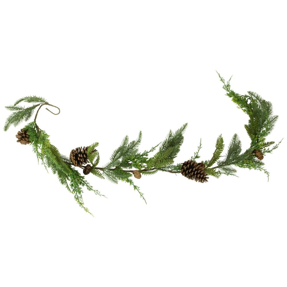 Unlit Garland | 5′ Assorted Pine and Pinecone Artificial Christmas Garland, Unlit Garland Unlit Garland