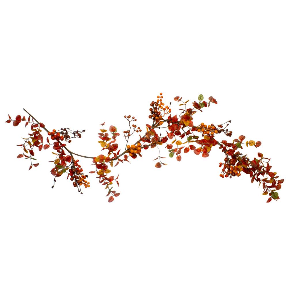 Unlit Garland | 5′ Berry and Leaves Fall Harvest Artificial Garland – Unlit Garland Unlit Garland