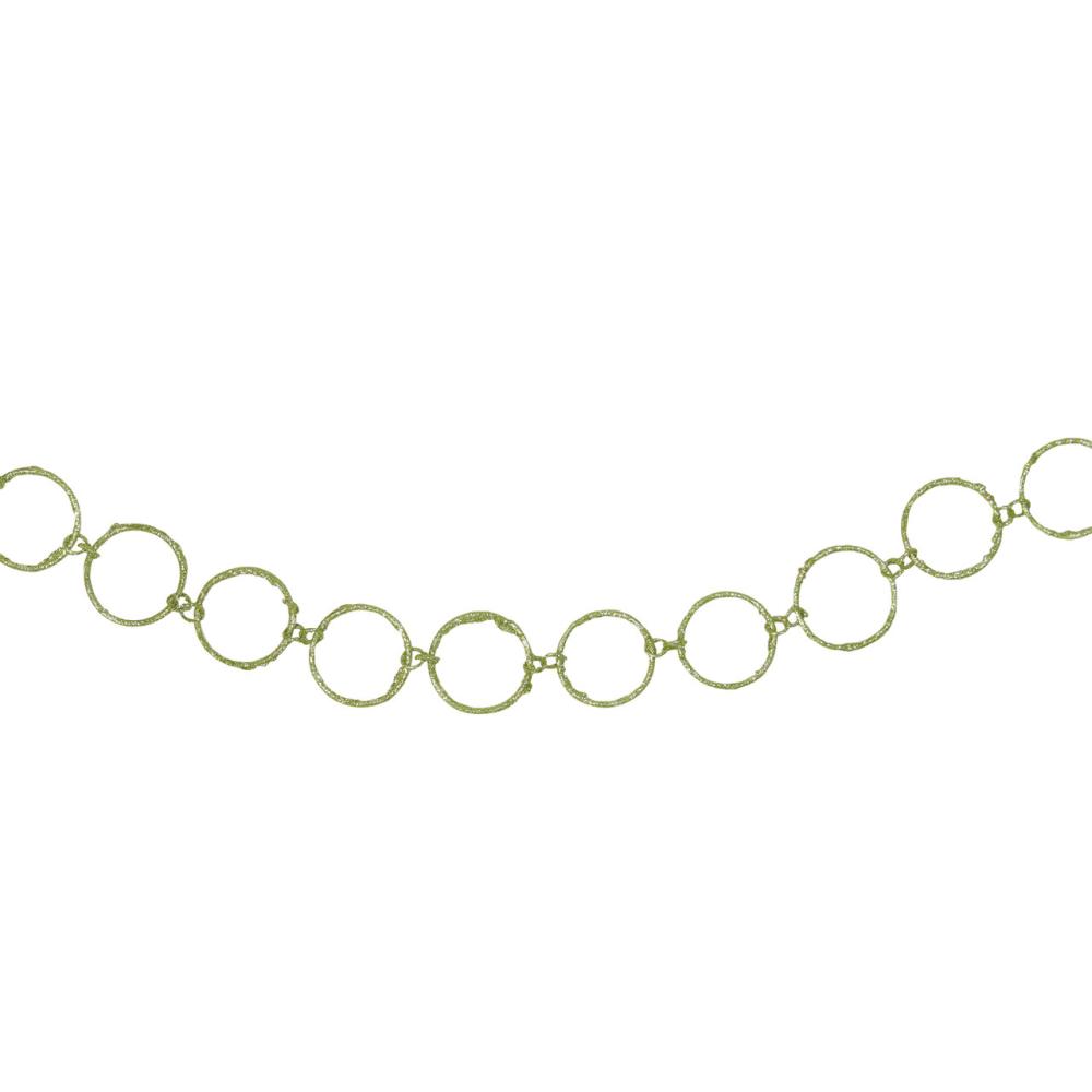 Unlit Garland | 5′ x 1.75" Lime Green Glittered Round Ring Chain Artificial Christmas Garland – Unlit Garland Unlit Garland