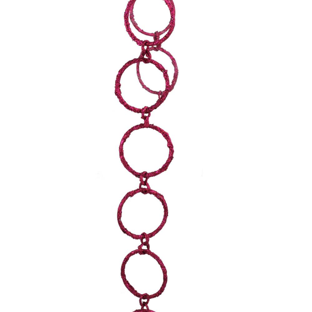 Unlit Garland | 5′ x 1.75" Pink Sparkling Glitter Round Circle Chain Artificial Christmas Garland – Unlit Garland Unlit Garland