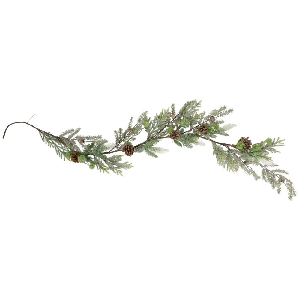 Unlit Garland | 5′ x 8" Artificial Christmas Garland with with Frosted Foliage and Pine Cones, Unlit Frosted, Flocked, Iced Garland Frosted, Flocked, Iced Garland