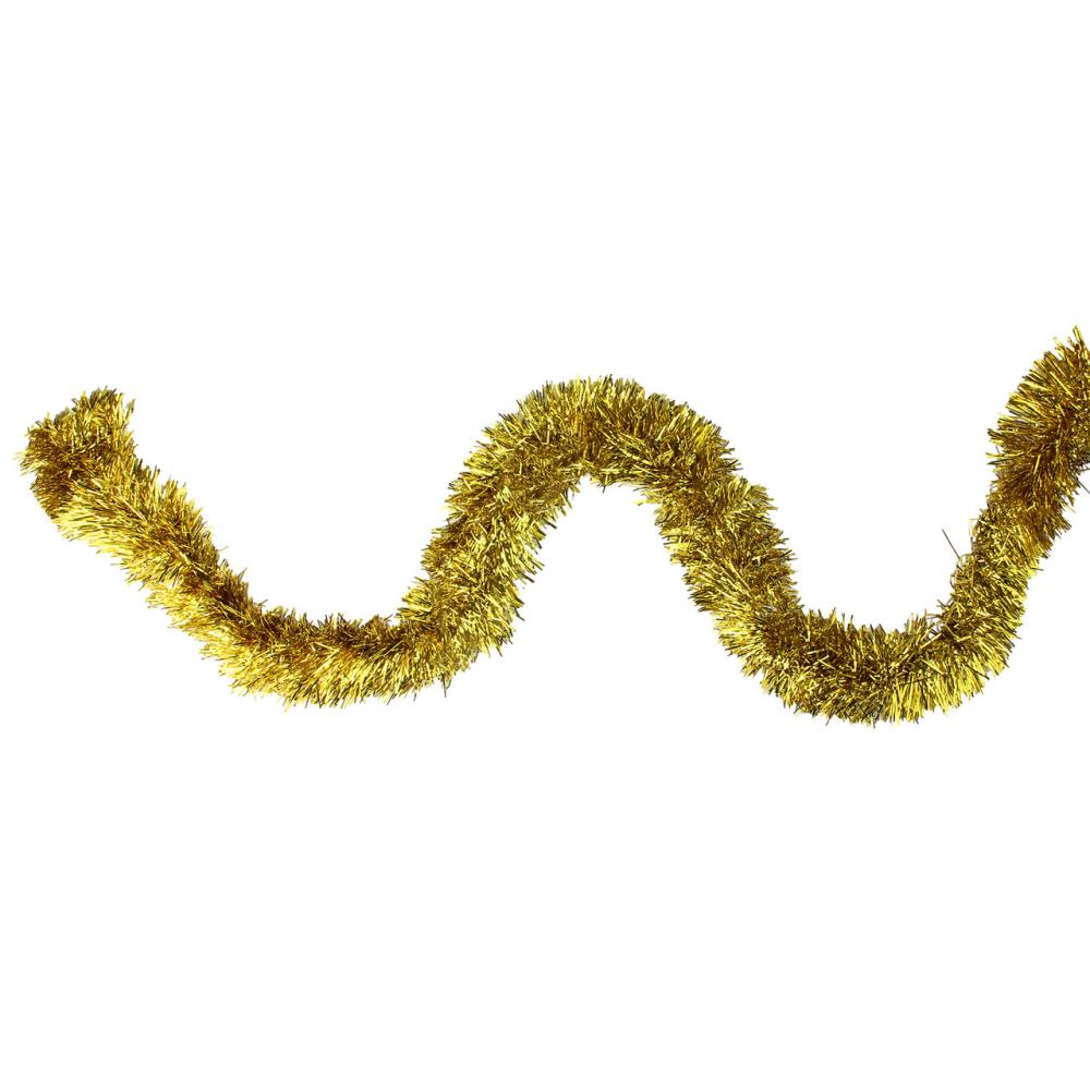 Unlit Garland | 50′ x 4" Shiny Gold Traditional Christmas Foil Tinsel Garland – Unlit Classic Tinsel Garland Classic Tinsel Garland