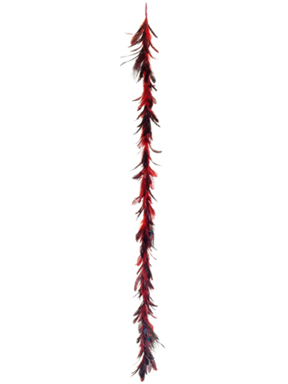 Unlit Garland | 6′ x 3" Vibrant Red Regal Peacock Feather Artificial Christmas Garland – Unlit Garland Specialty Garland