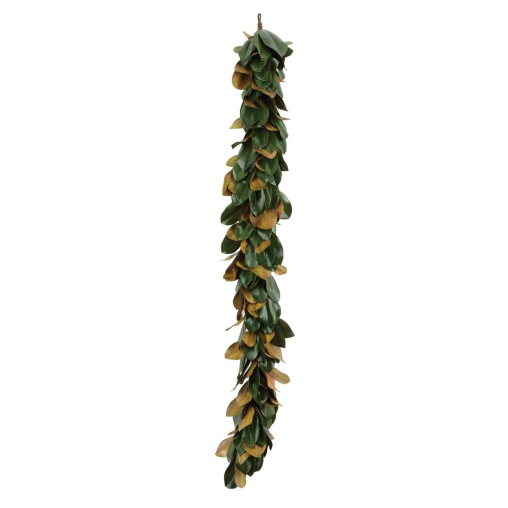 Unlit Garland | 6′ x 5" Green and Yellow Magnolia Artificial Leaf Garland – Unlit Garland Unlit Garland