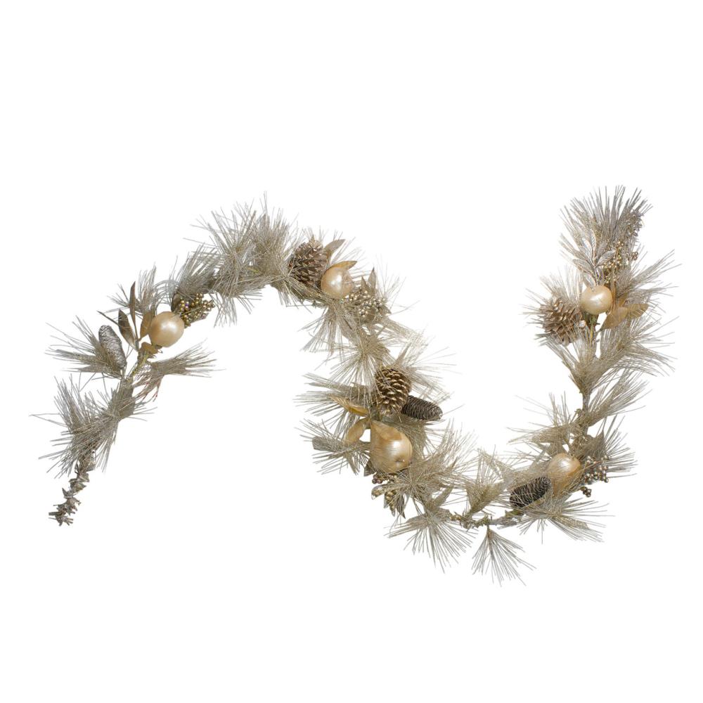 Unlit Garland | 6′ x 9" Pomegranate and Apple Pine Needle Artificial Christmas Garland – Unlit Garland Specialty Garland