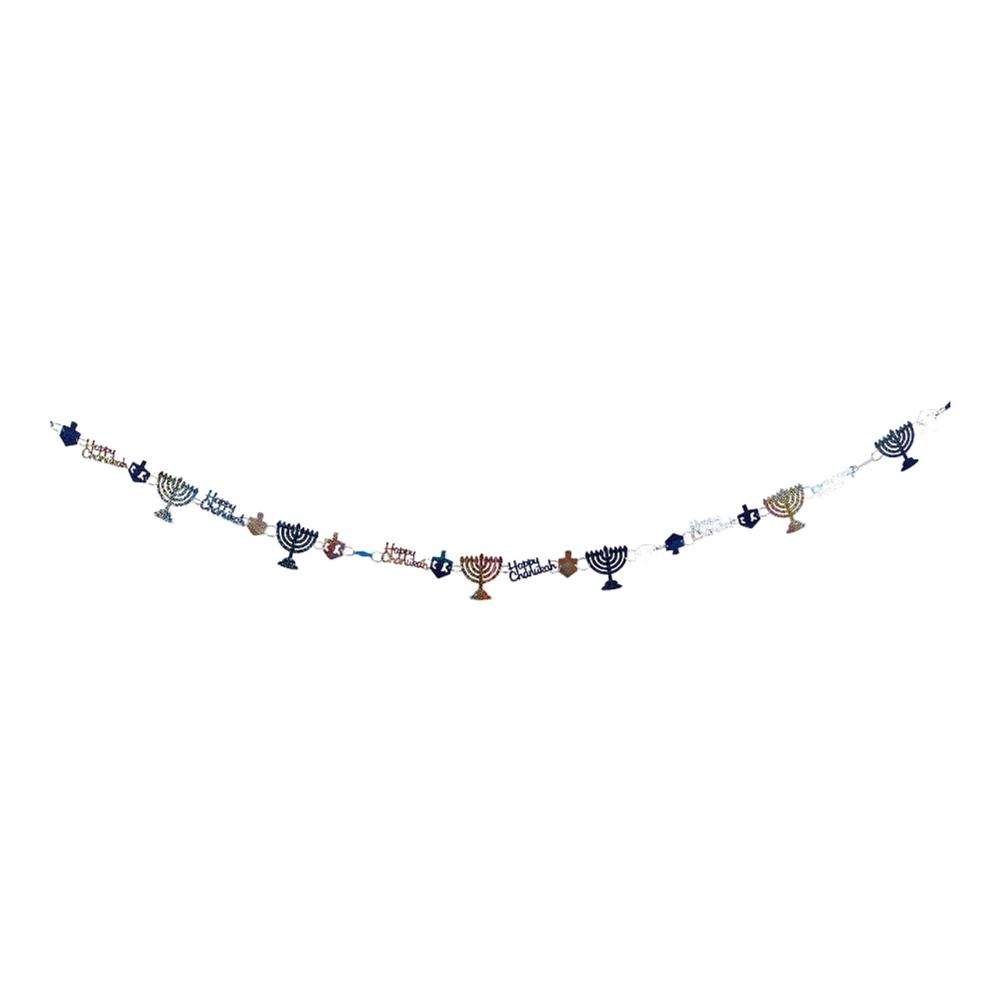 Unlit Garland | 8′ x 3" Silver and Blue Holographic Prismatic Hanukkah Garland – Unlit Garland Unlit Garland