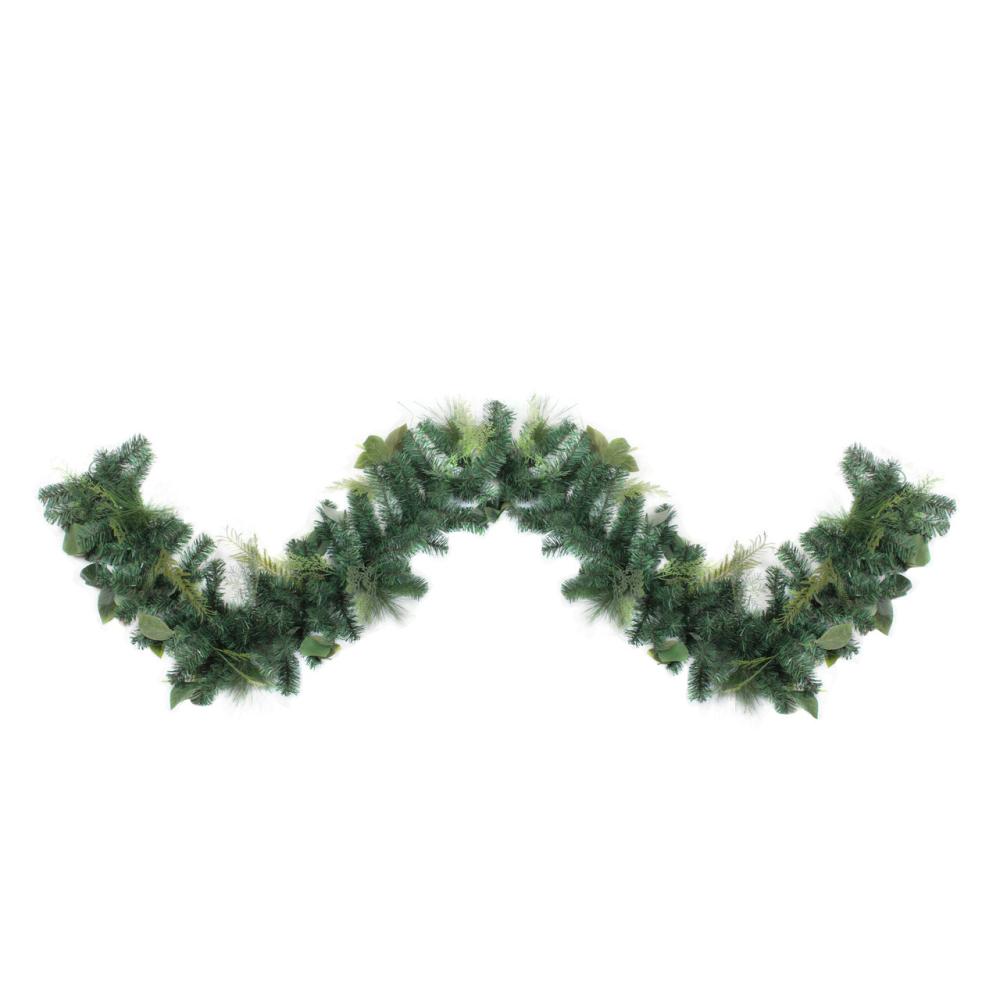 Unlit Garland | 9′ Assorted Foliage and Needle Branch Christmas Garland – Unlit Garland Unlit Garland