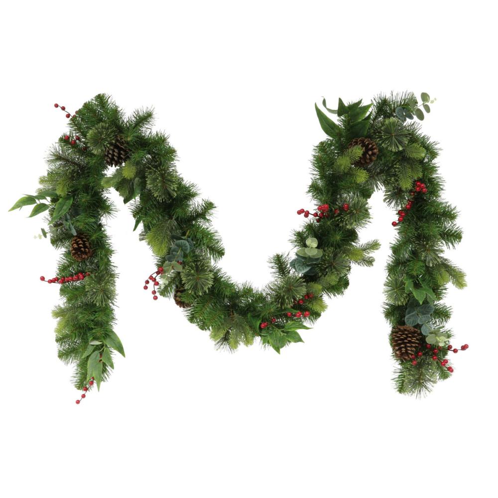 Unlit Garland | 9′ x 10" Pine Cone and Berries Artificial Christmas Garland, Unlit Garland Unlit Garland