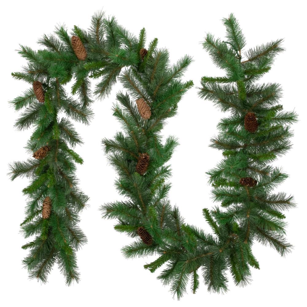 Unlit Garland | 9′ x 12" Green Pine and Pine Cones Artificial Christmas Garland, Unlit Garland Traditional Pine Garland