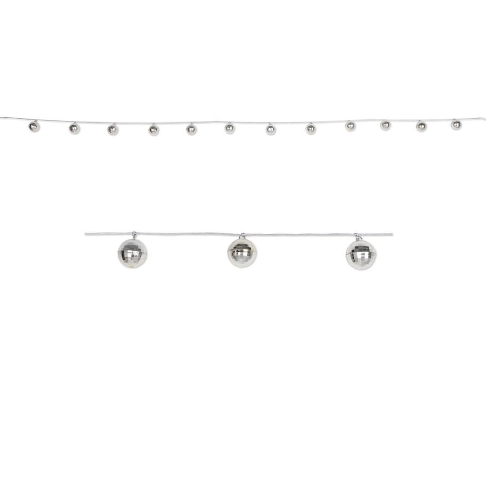 Unlit Garland | Club Pack of 12 Decorative Metallic Hanging Disco Ball Garland 1.5" x 78" Garland Unlit Garland