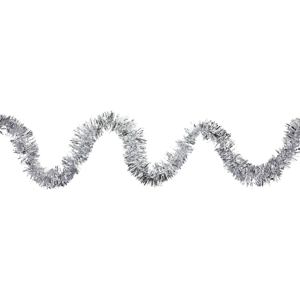 Unlit Garland | Commercial Tinsel Foil Christmas Garland – 50′ x 2.5" – Silver – Unlit Classic Tinsel Garland Classic Tinsel Garland