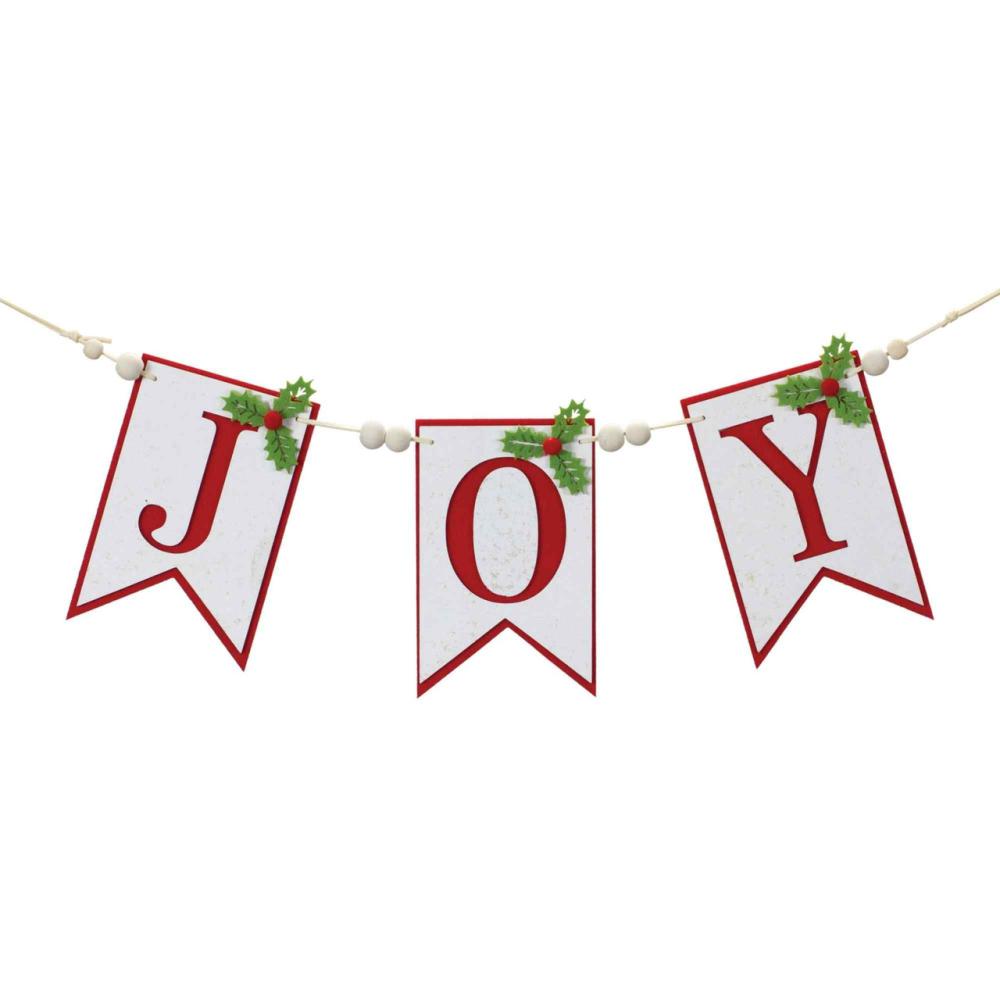 Unlit Garland | "Joy" Christmas Banner Garland – 21" x 19" – Unlit Garland Unlit Garland