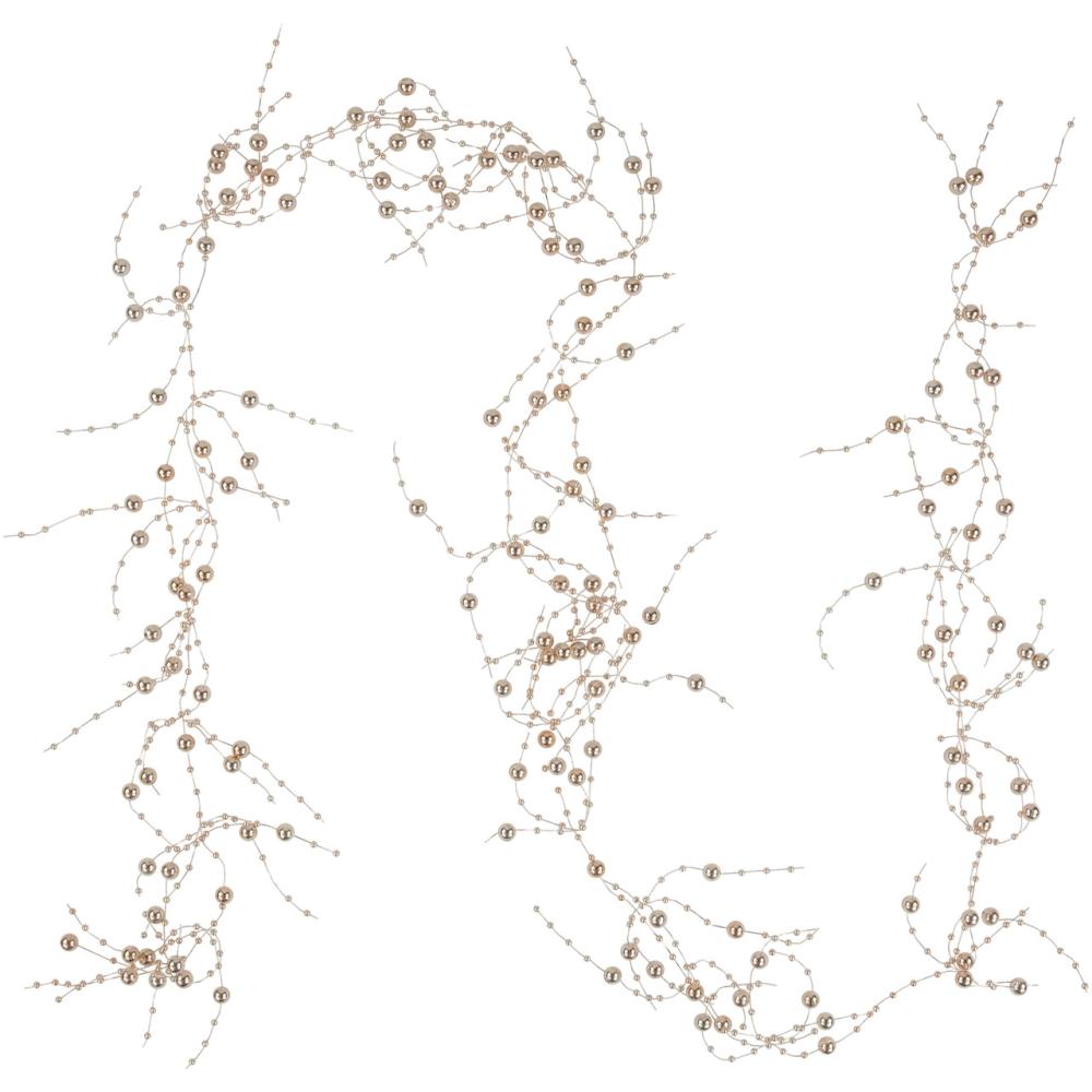 Unlit Garland | Metallic Rose Gold Beaded Christmas Garland – Unlit – 5′ Beaded Garland Beaded Garland