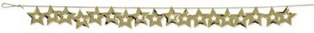 Unlit Garland | Pack of 12 Metallic Gold Cutout Stars Hanging Christmas Party Garlands 108" Garland Unlit Garland