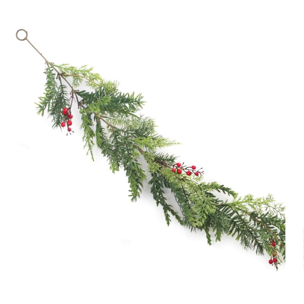 Unlit Garland | Pine with Berry Artificial Christmas Garlands – 5.75′ x 7.5" – Unlit – Set of 2 Garland Unlit Garland