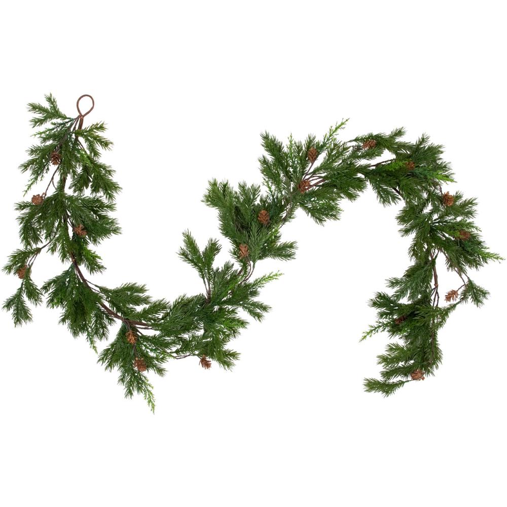 Unlit Garland | Real Touch™️ Cypress and Pinecone Artificial Christmas Garland – 6′ x 8" – Unlit Garland Unlit Garland