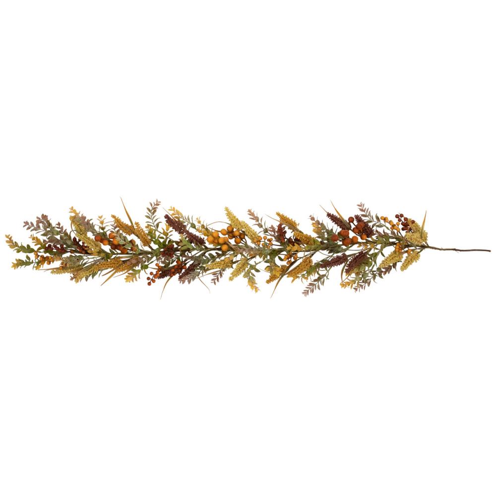 Unlit Garland | Real Touch™️ Greenery and Berries Artificial Fall Harvest Garland – 5′ x 10" – Unlit Garland Unlit Garland