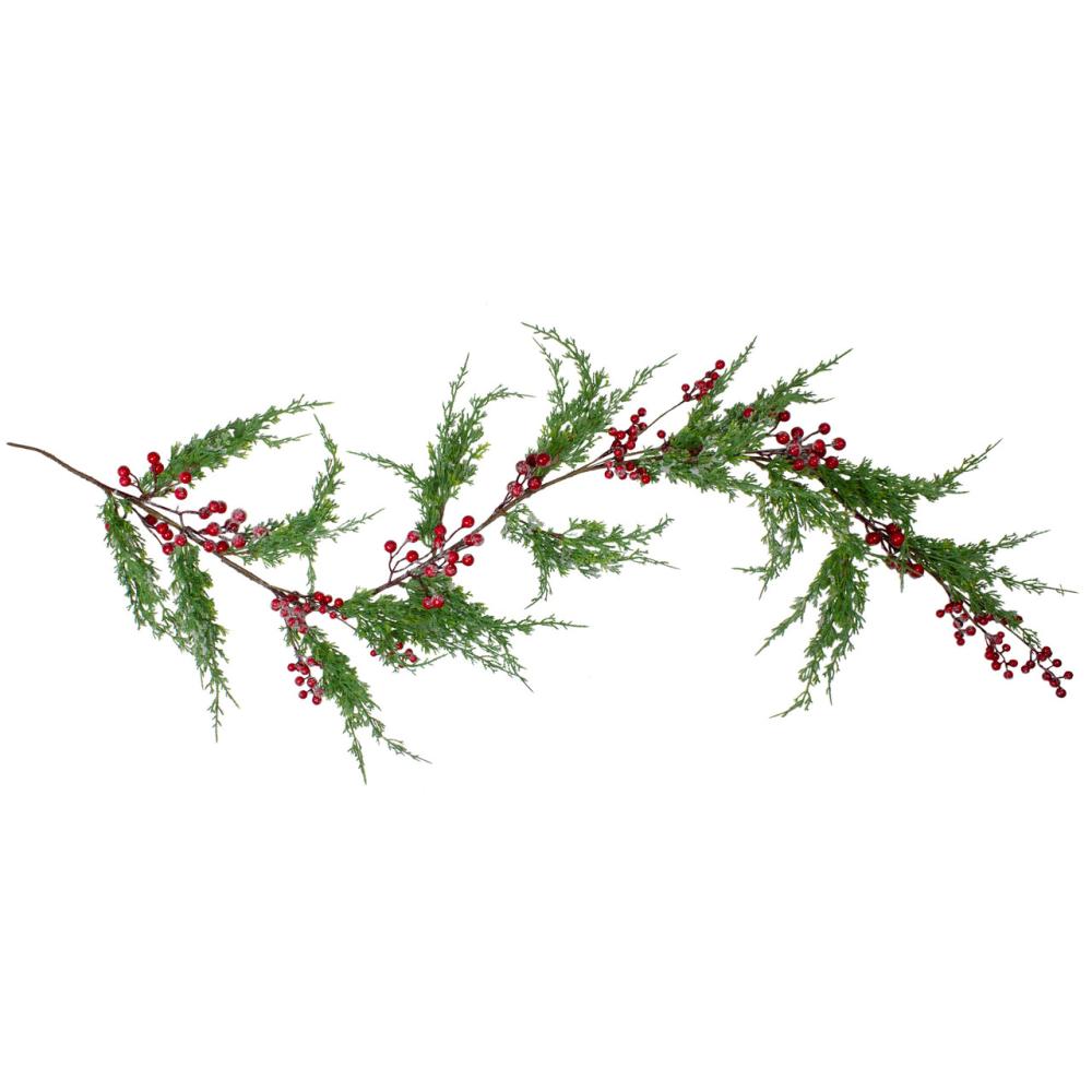 Unlit Garland | Real Touch™️ Iced Berries and Pine Artificial Christmas Garland- 5′ x 10" – Unlit Frosted, Flocked, Iced Garland Frosted, Flocked, Iced Garland