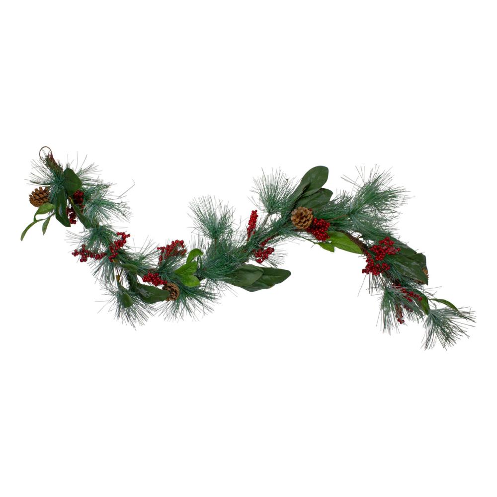 Unlit Garland | Real Touch™️ Mixed Pine and Berries Artificial Christmas Garland – 5′ x 6" – Unlit Garland Unlit Garland