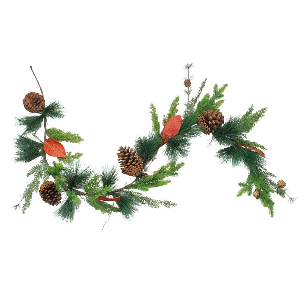 Unlit Garland | Real Touch™️ Mixed Pine Greenery and Pinecones Artificial Christmas Garland – 5′ x 5" – Unlit Garland Unlit Garland