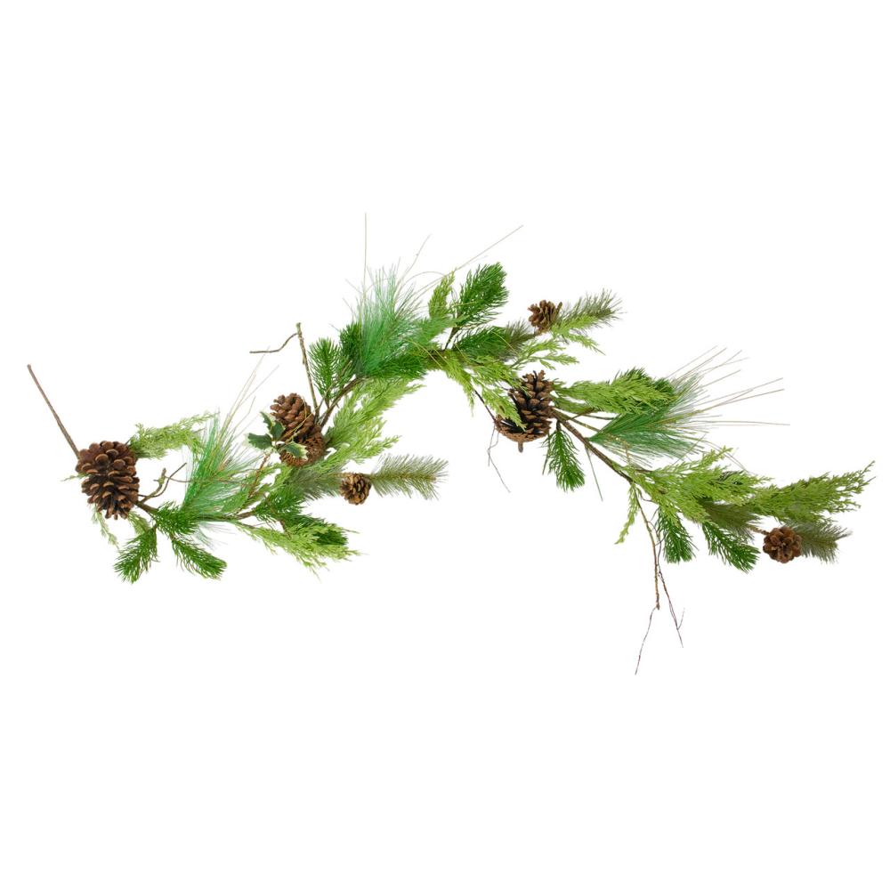 Unlit Garland | Real Touch™️ Mixed Pine with Pine Cones Artificial Christmas Garland – 5′ x 4" – Unlit Garland Unlit Garland