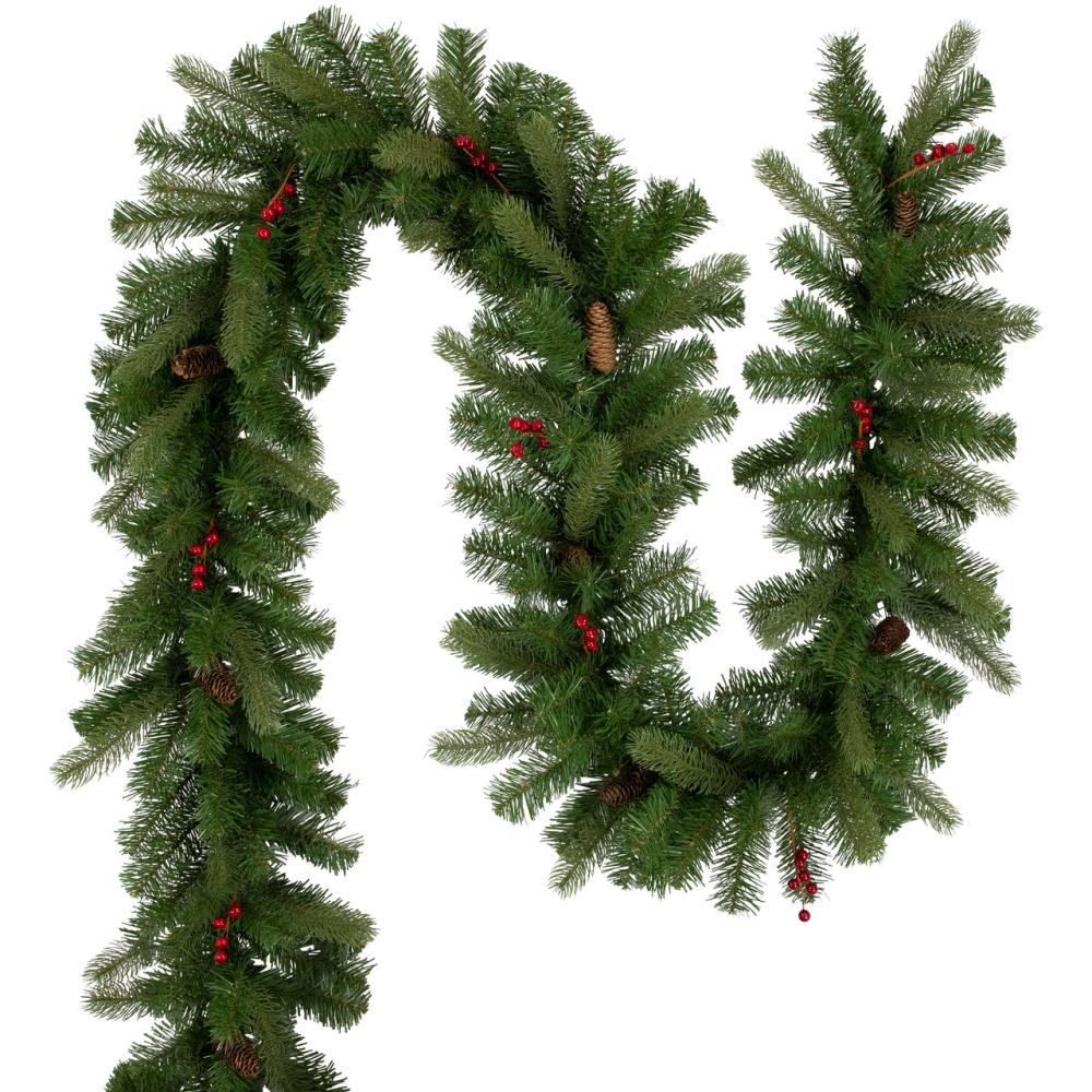 Unlit Garland | Real Touch™️ Noble Fir Commercial Christmas Garland with Berries – Unlit – 25′ x 12" Garland Unlit Garland