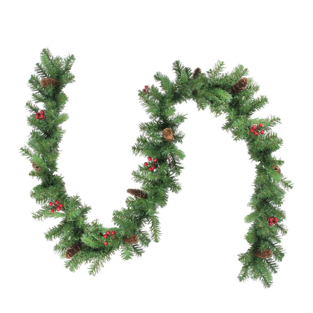 Unlit Garland | Real Touch™️ Noble Fir with Berries Artificial Christmas Garland – Unlit – 9′ x 10" Garland Traditional Pine Garland