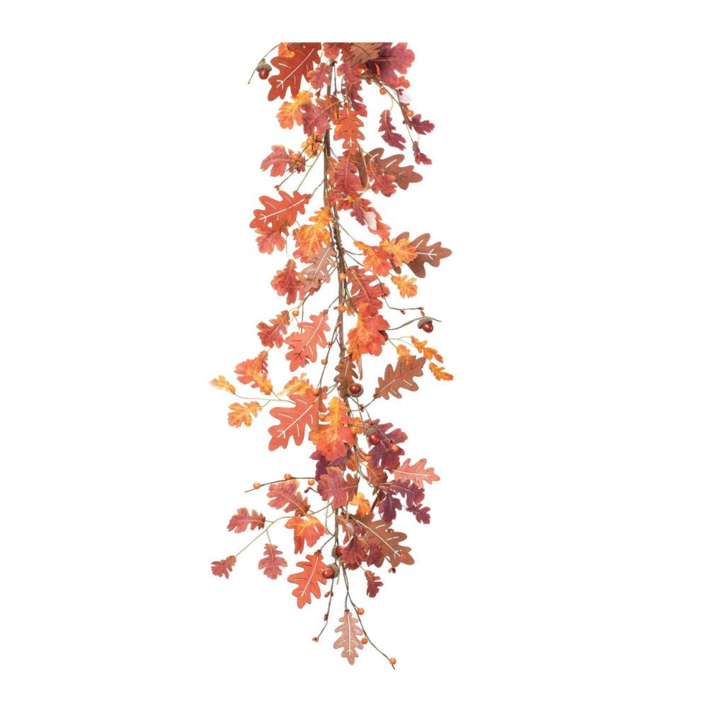 Unlit Garland | Set of 2 Fall Oak Leaf with Acorn Harvest Garlands 5′ X 6.5" Garland Unlit Garland