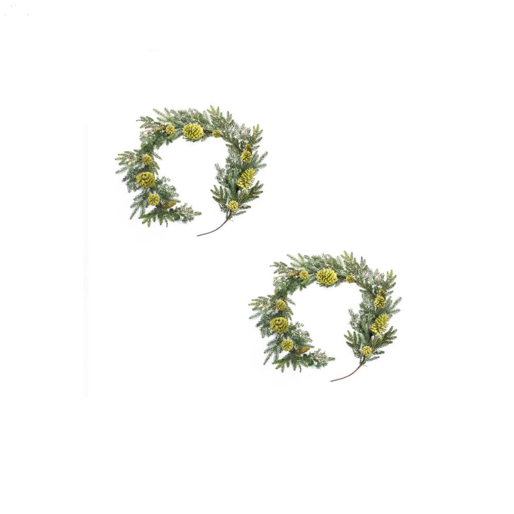 Unlit Garland | Set of 2 Mixed Pine with Pinecone Artificial Christmas Garland, Unlit Garland Unlit Garland