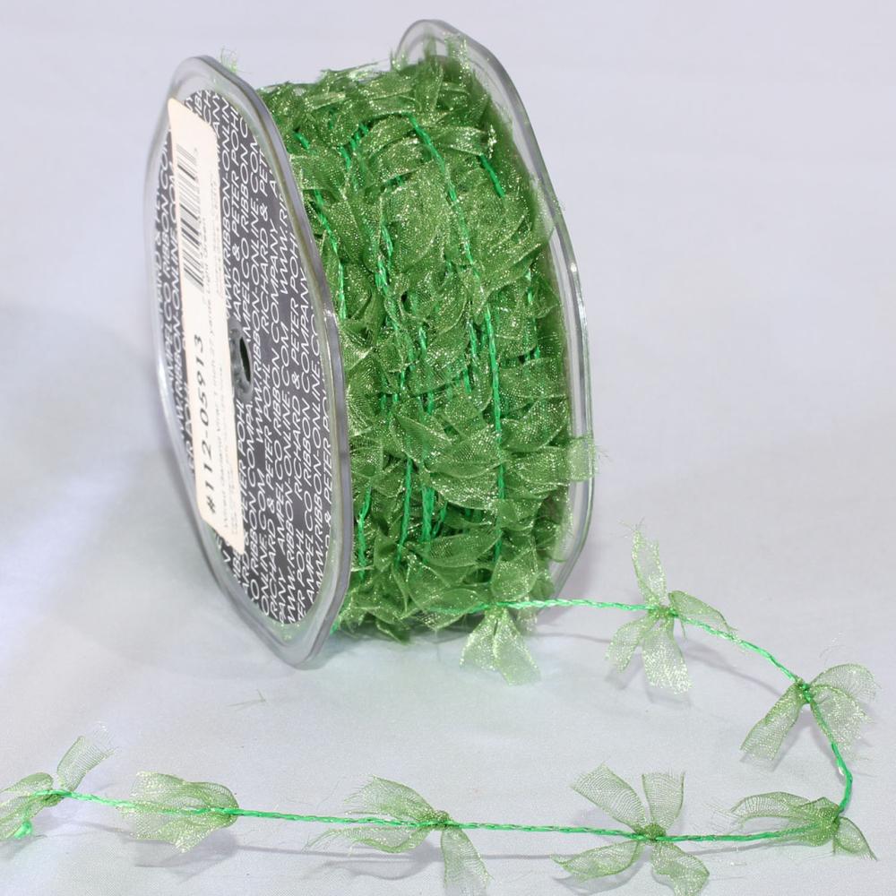 Unlit Garland | Sheer Pale Green Christmas Wired Craft Ribbon Garland 1" x 27 Yards Garland Unlit Garland