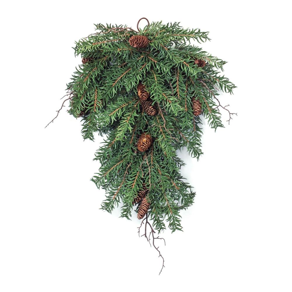 Unlit Swags | 31.5" Twig and Pinecones Artificial Christmas Swag, Unlit Swags & Teardrops Unlit Swags