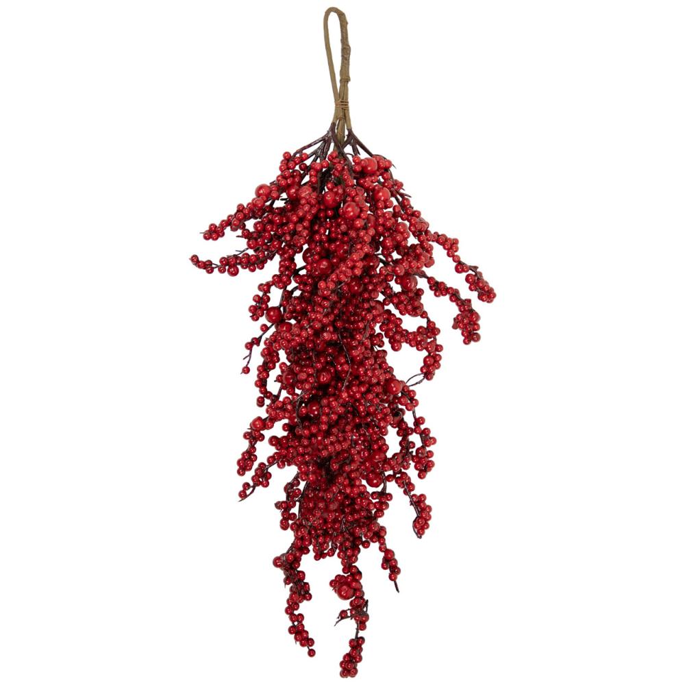 Unlit Teardrops | Red Berries Artificial Christmas Teardrop Swag – 24" – Unlit Swags & Teardrops Unlit Teardrops