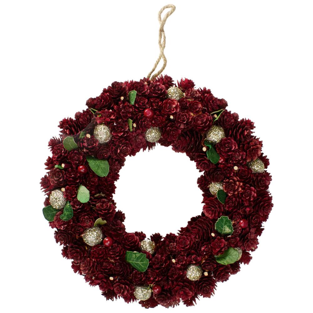 Unlit Wreaths | 12" Red Pine Cone and Berry Artificial Christmas Wreath – Unlit Specialty Wreaths Specialty Wreaths