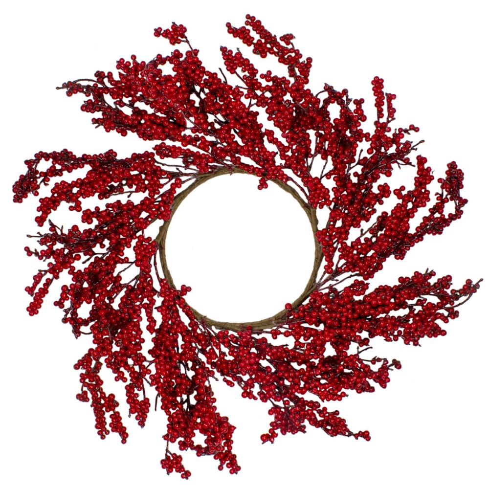 Unlit Wreaths | 22" Festive Red Berries Artificial Christmas Wreath – Unlit Berry Wreaths Berry Wreaths