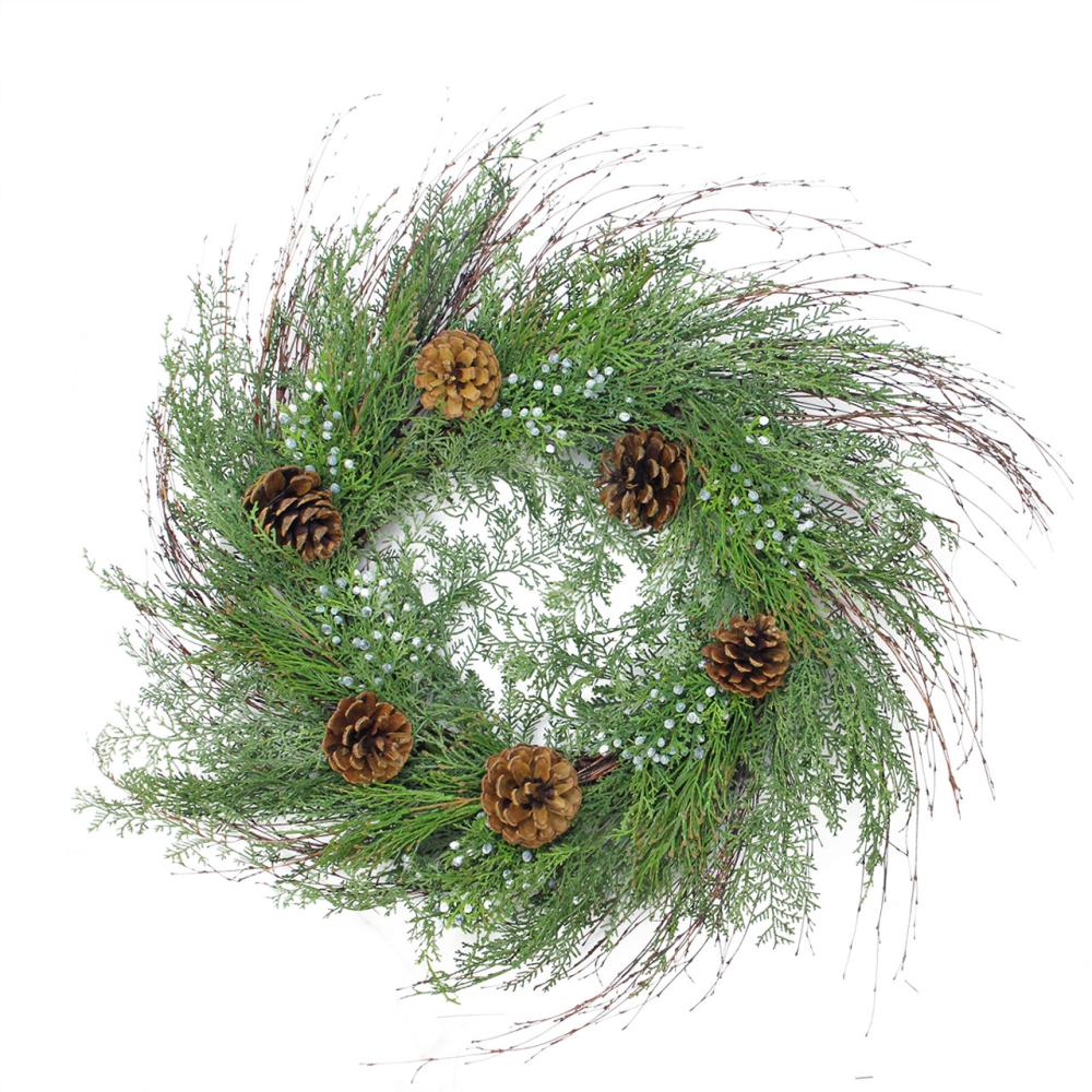 Unlit Wreaths | 30" Mixed Cedar Pine Cone and Juniper Berry Artificial Christmas Wreath – Unlit Traditional Pine Wreaths Traditional Pine Wreaths