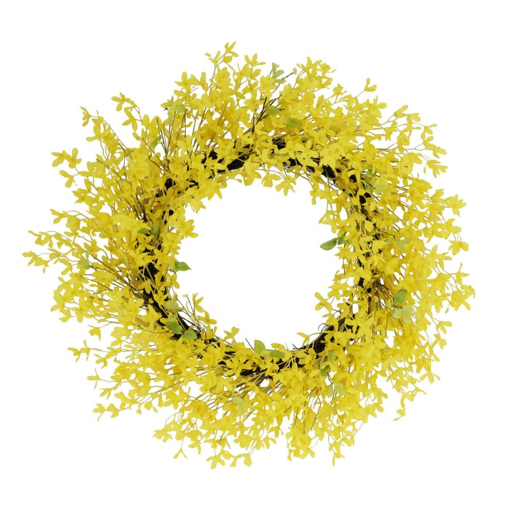 Unlit Wreaths | 30" Yellow Puleo International Artificial Winter Jasime Floral Spring Wreath Unlit Wreaths Unlit Wreaths