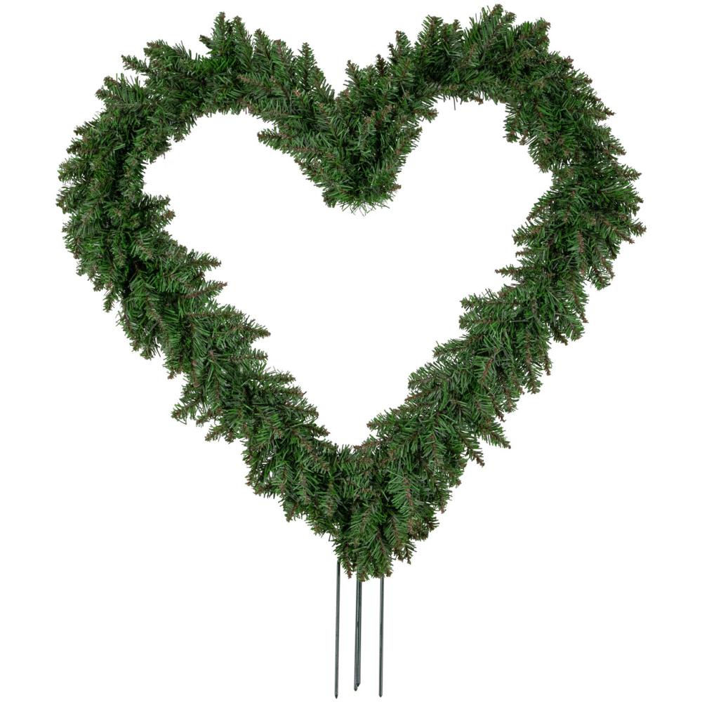 Unlit Wreaths | Artificial Pine Heart Shaped Wreath with Ground Stakes, 25-Inch, Unlit Unlit Wreaths Unlit Wreaths