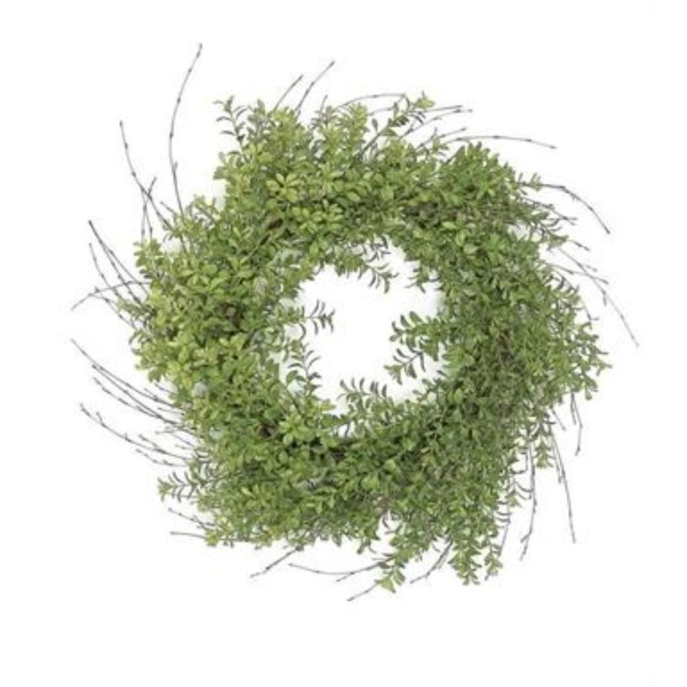 Unlit Wreaths | Boxwood Nature Inspired Artificial Spring Wreath, Green 24-Inch Specialty Wreaths Specialty Wreaths