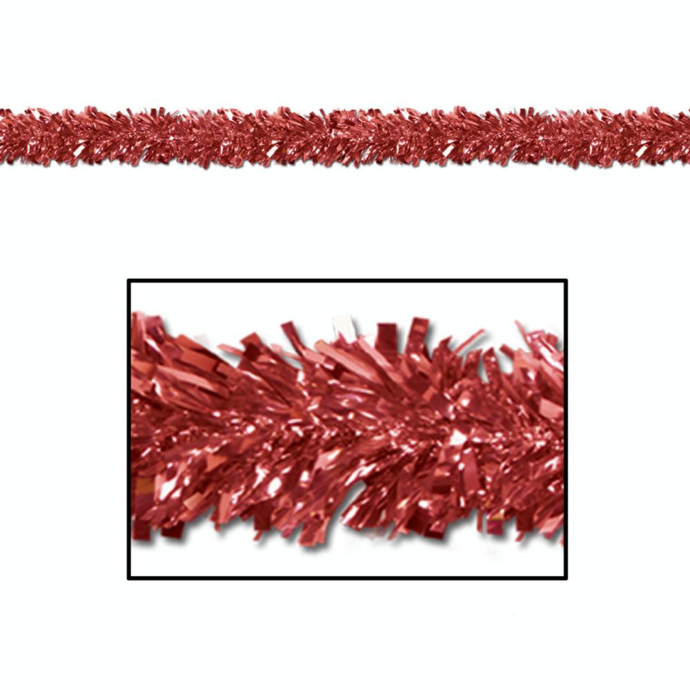 Unlit Wreaths | Club Pack of 12 Festive Metallic Red Foil Tinsel 6-Ply Christmas Garlands 15′ – Unlit Unlit Wreaths Unlit Wreaths