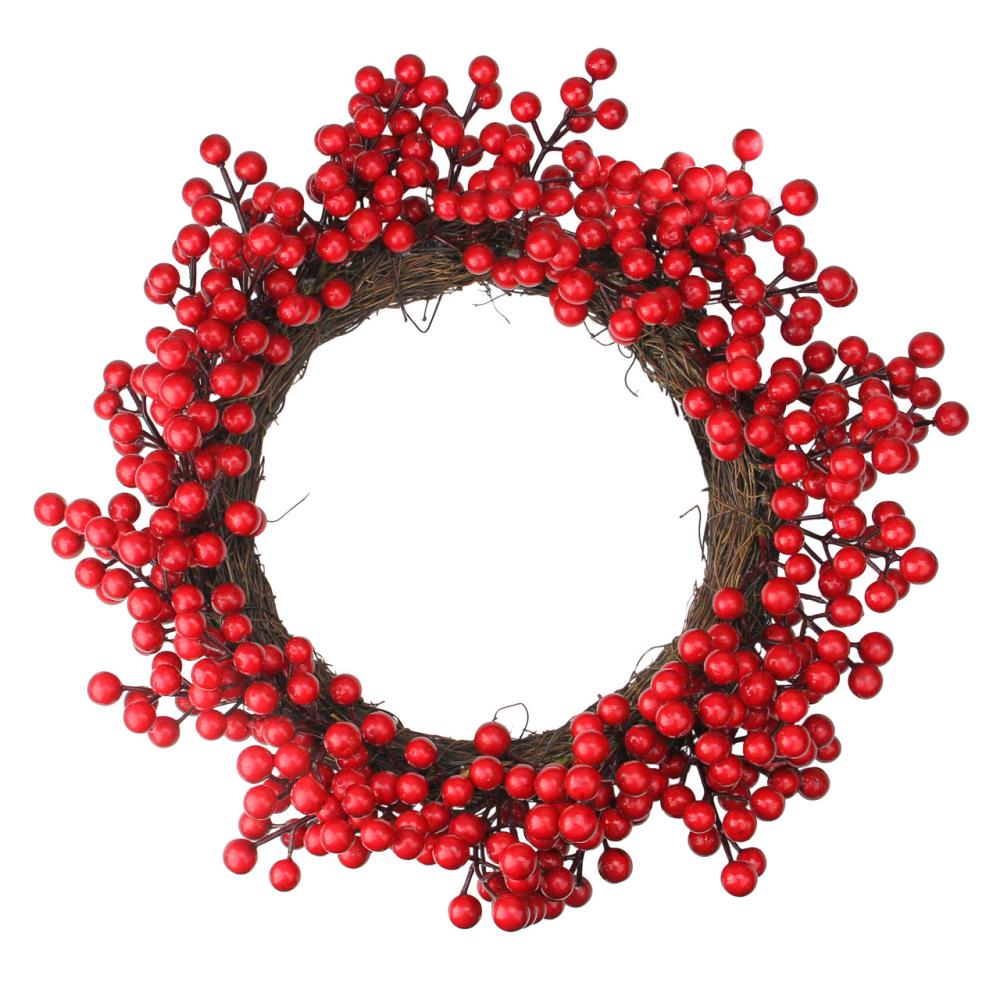 Unlit Wreaths | Crimson and Merlot Red Berries Artificial Winter Christmas Wreath – 16-Inch, Unlit Berry Wreaths Berry Wreaths