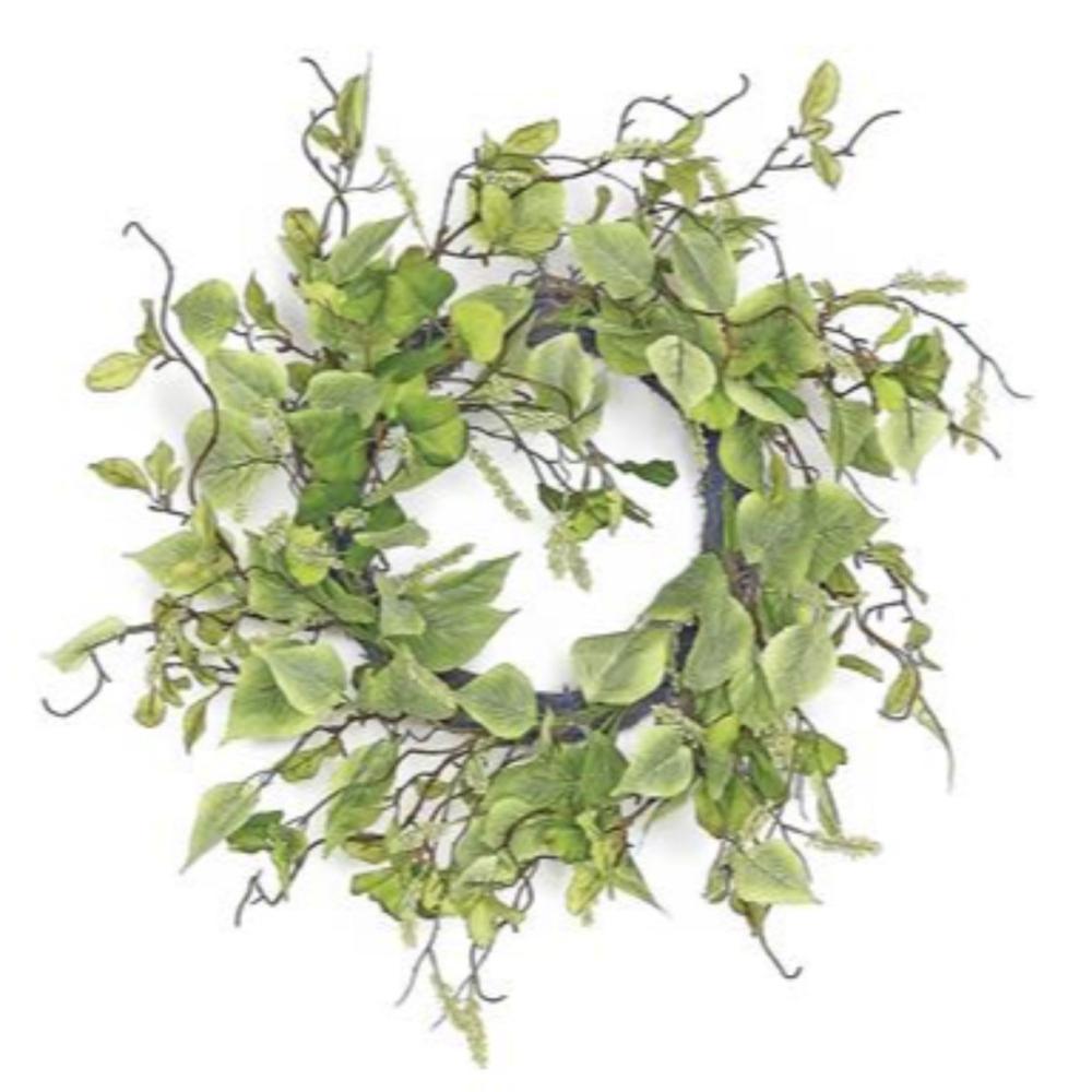 Unlit Wreaths | Elm Leaf with Tassel Seed Artificial Spring Floral Wreath, Green 24-Inch Specialty Wreaths Specialty Wreaths