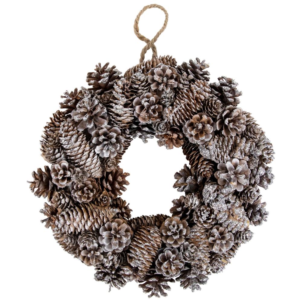 Unlit Wreaths | Frosted Assorted Pinecone Decorative Christmas Wreath, 13.5-Inch, Unlit Specialty Wreaths Specialty Wreaths