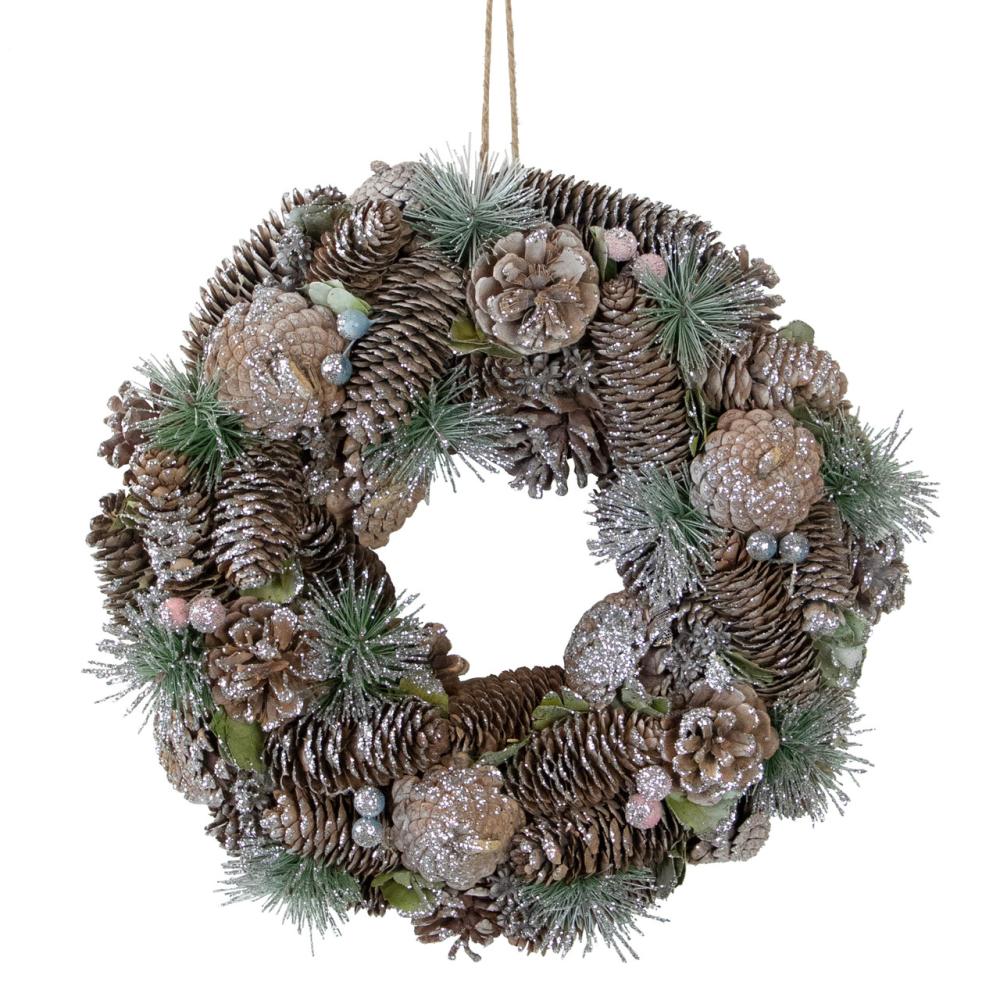 Unlit Wreaths | Glittered Pine Cones and Berries Artificial Christmas Wreath, 13-Inch, Unlit Frosted, Flocked, Iced Wreaths Frosted, Flocked, Iced Wreaths