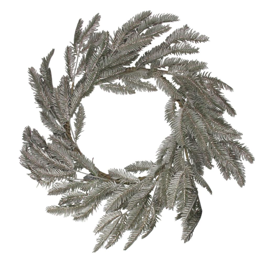 Unlit Wreaths | Green and Silver Glittered Pine Artificial Christmas Wreath – 22-Inch, Unlit Specialty Wreaths Specialty Wreaths