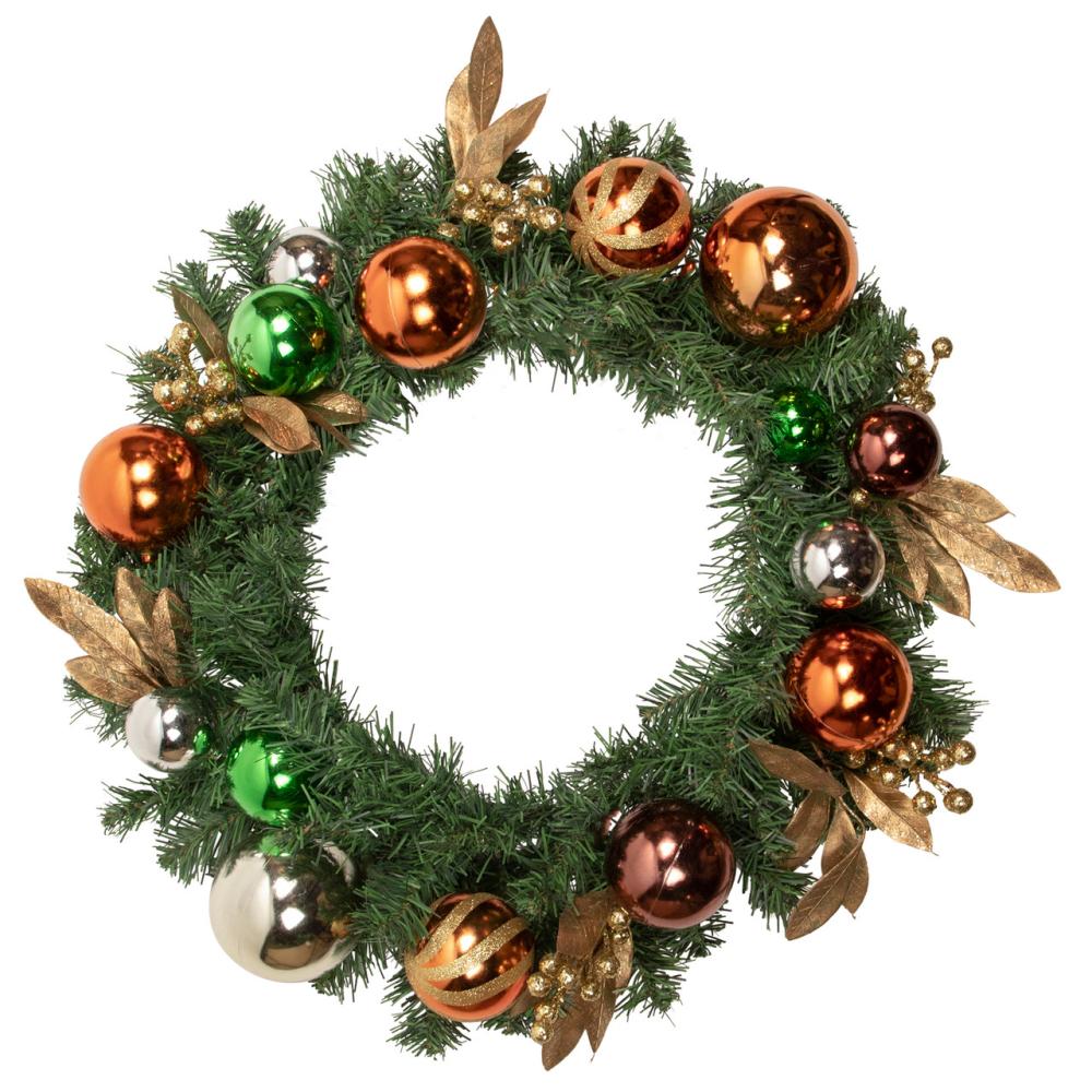 Unlit Wreaths | Green Foliage with Ornaments Artificial Christmas Wreath, 24-Inch, Unlit Specialty Wreaths Specialty Wreaths