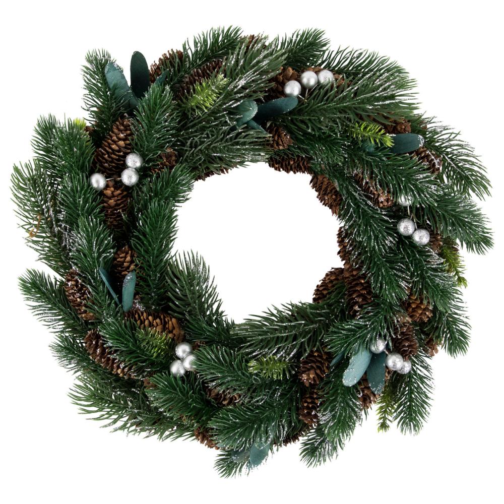 Unlit Wreaths | Green Pine, Pinecone with Berries Artificial Christmas Wreath, 14", Unlit Specialty Wreaths Specialty Wreaths